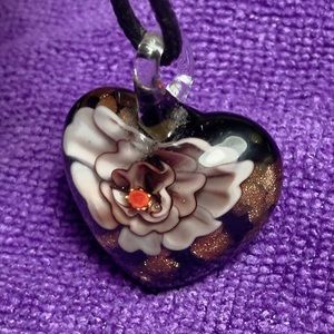 Heart shaped hand blown glass pendant